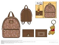 Winnie the Pooh Mini Light Brown Backpack Set with Wallet and Keychain 
