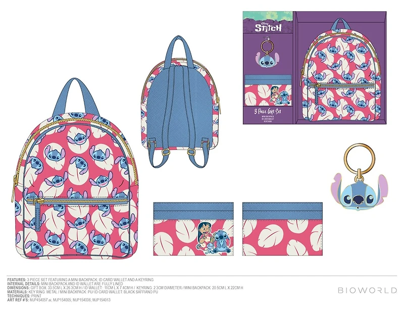 Lilo and Stitch Mini Backpack Set with Wallet and Keychain 