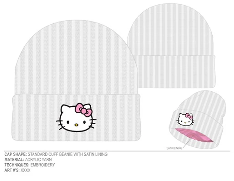 Hello Kitty Embroidered White Beanie 