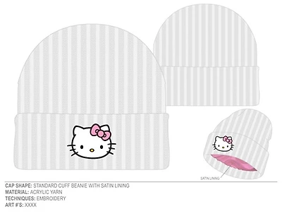 Hello Kitty Embroidered White Beanie 