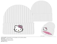 Hello Kitty Embroidered White Beanie 