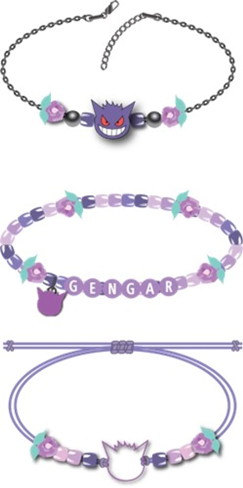 Pokemon Gengar Bracelets 3-Pack