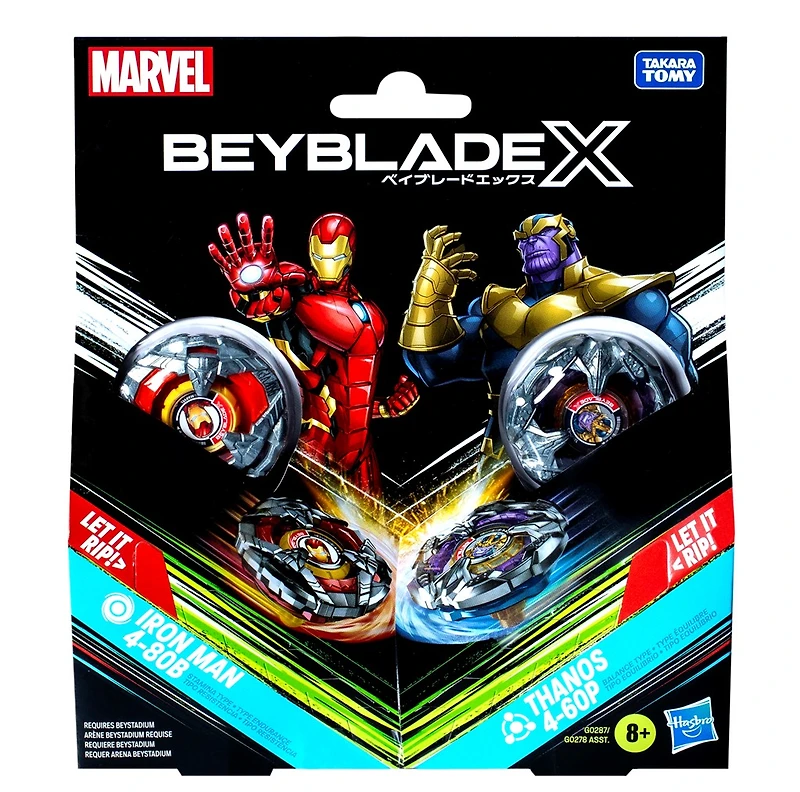Beyblade X Marvel Iron Man 4-80B vs Thanos 4-60P Dual Pack Set 