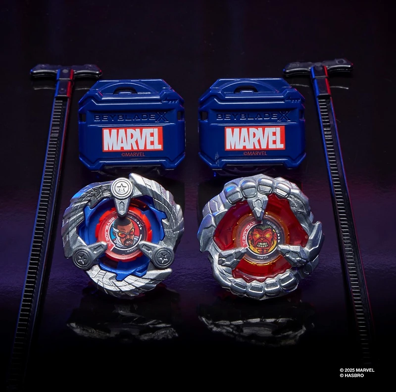 Beyblade X and Marvel Collab Captain America 4-70GB vs. Red Hulk 1-80R 