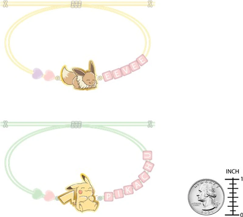 Pokemon Pikachu and Eevee Bead Bracelet Set - 2 Pack 