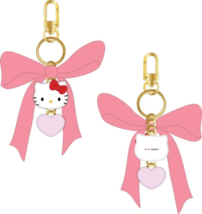 Hello Kitty Pink Bow and Heart Keychain 
