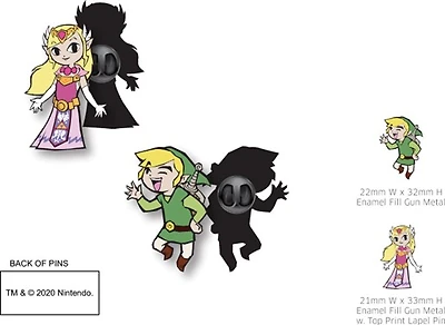 Legends of Zelda Link and Zelda Pins 2-Pack 