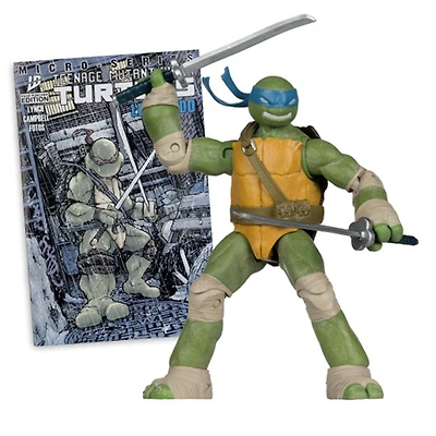 Figurine articulée Leonardo 5" des Tortues Ninja (Page Punchers) avec bande dessinée 