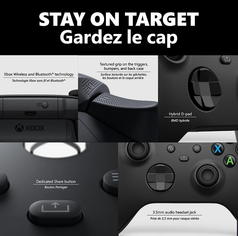 Xbox Wireless Controller – Carbon Black for Xbox Series X|S, Xbox One, and Windows Devices