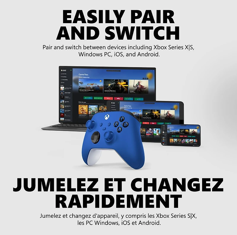 Xbox Wireless Controller – Shock Blue for Xbox Series X|S, Xbox One, and Windows Devices