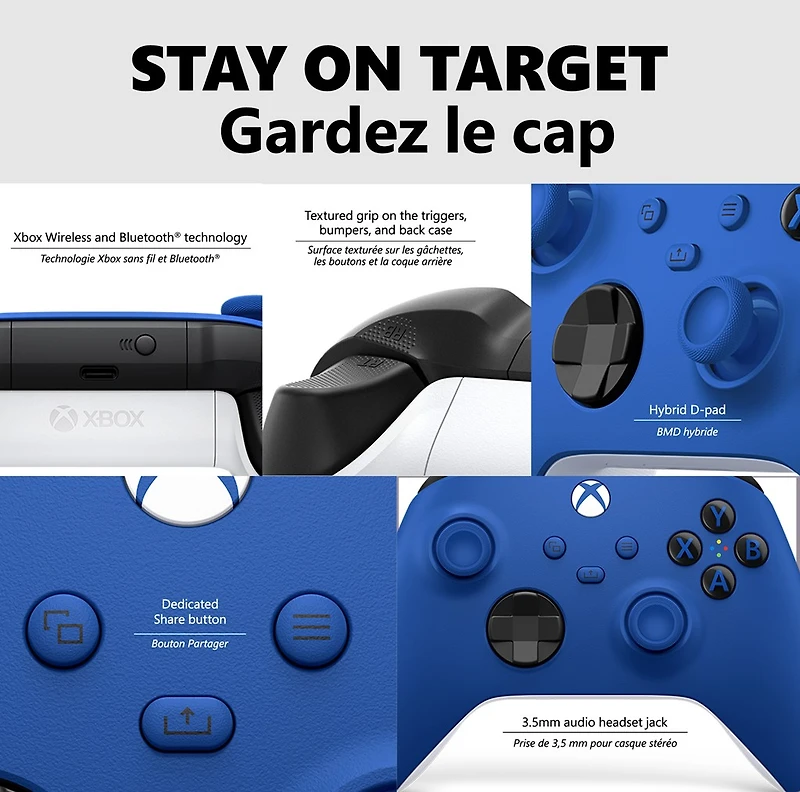 Xbox Wireless Controller – Shock Blue for Xbox Series X|S, Xbox One, and Windows Devices