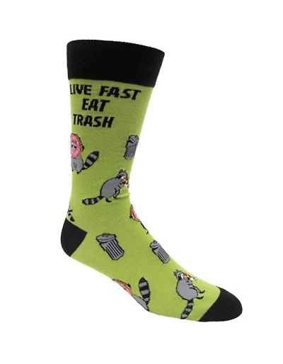 Live Fast Eat Trash Novelty Crew Sock