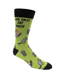 Live Fast Eat Trash Novelty Crew Sock