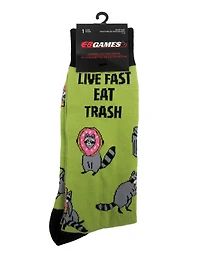 Live Fast Eat Trash Novelty Crew Sock