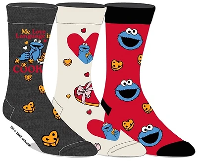 Cookie Monster "My Love Language is Cookies" Heart Socks 3-Pack