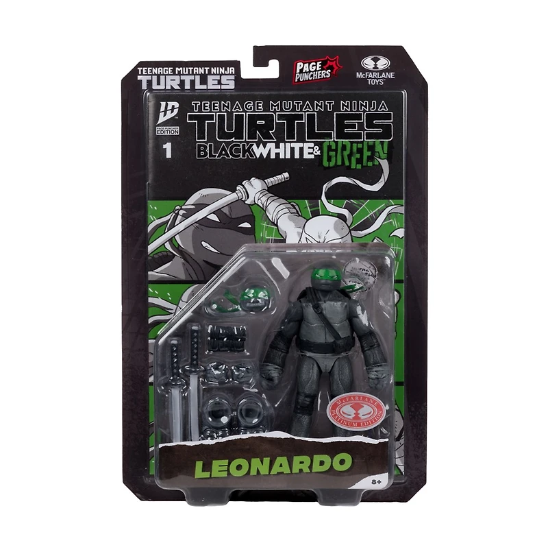 Teenage Mutant Ninja Turtles (Page Punchers) Leonardo (Black, White & Green) 5-Inch Action Figure with Comic McFarlane Toys Red Platinum Edtion