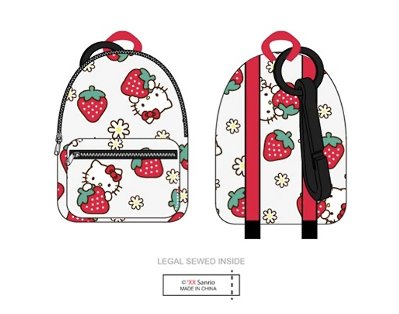 Hello Kitty Strawberry Themed Mini Backpack Keychain