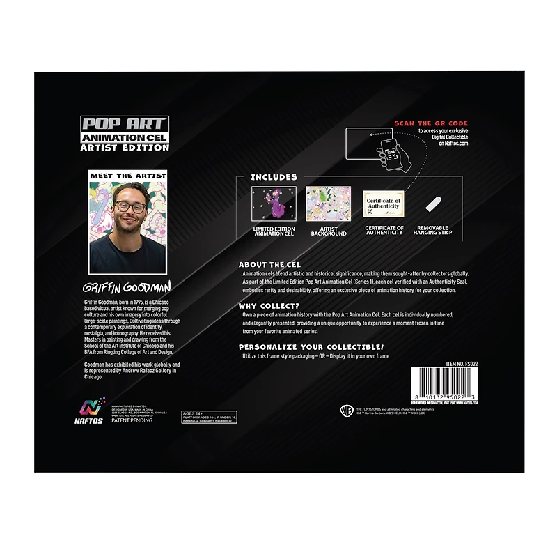 Exclusive Flintstones Pop Art Animation Cel Collectible - Limited Edition with Digital Twin | Featuring Background by Renowned Artist