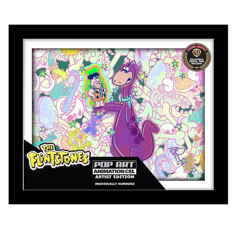 Exclusive Flintstones Pop Art Animation Cel Collectible - Limited Edition with Digital Twin | Featuring Background by Renowned Artist