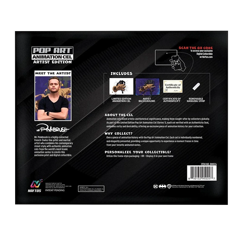 Exclusive Batman Pop Art Animation Cel Collectible - with Digital Twin | Featuring Background by Renowned Artist