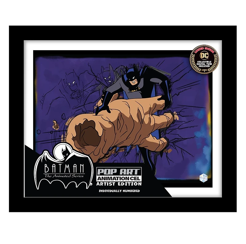 Exclusive Batman Pop Art Animation Cel Collectible - with Digital Twin | Featuring Background by Renowned Artist