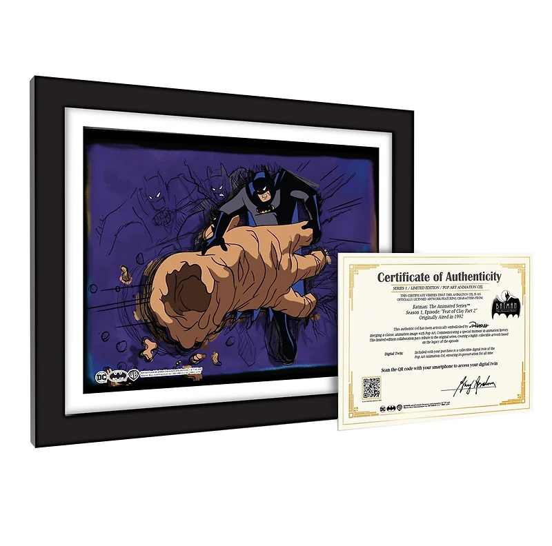 Exclusive Batman Pop Art Animation Cel Collectible - with Digital Twin | Featuring Background by Renowned Artist 