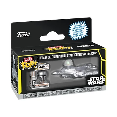 Bitty POP! Rides The Mandalorian in N1 Starfighter (with Grogu)