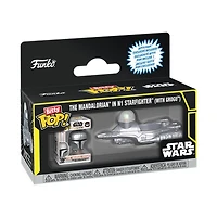 Bitty POP! Rides The Mandalorian in N1 Starfighter (with Grogu)