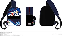 Sonic the Hedgehog One-Strap Backpack with Emerald Keychains