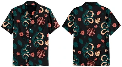 Chemise boutonnée tissée à motif floral Dragon Ball Z