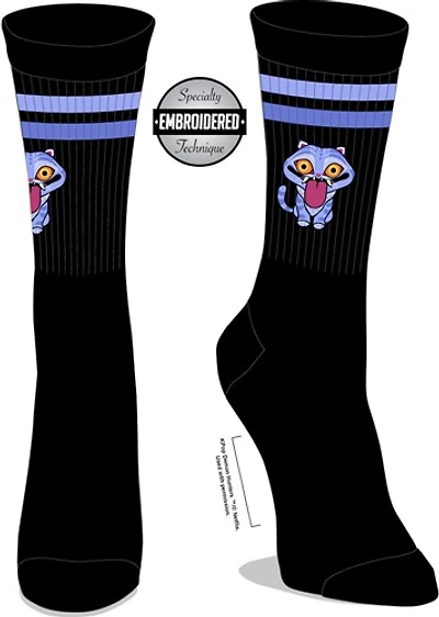 KPOP Demon Hunter Derpy Tiger Embroidered Black Socks