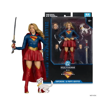 DC Multiverse Supergirl and Puppy Krypto (Supergirl Movie) 7-Inch Action Figure (Deluxe Theatrical Edition)
