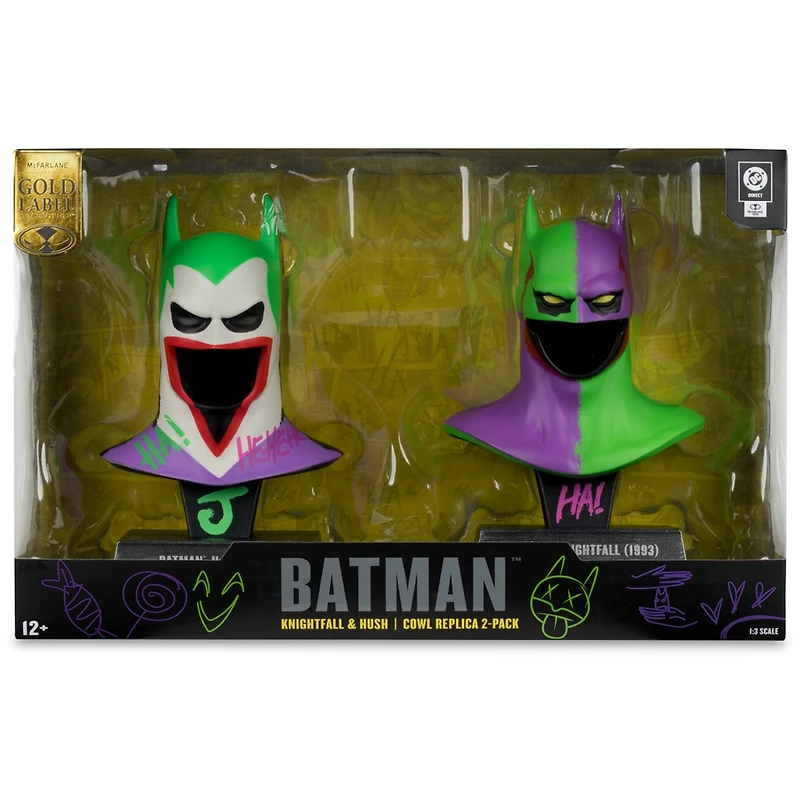 DC Direct Batman Knightfall and Hush (Jokerized) Gold Label 2 Pack 1:3 Scale Cowl Replicas