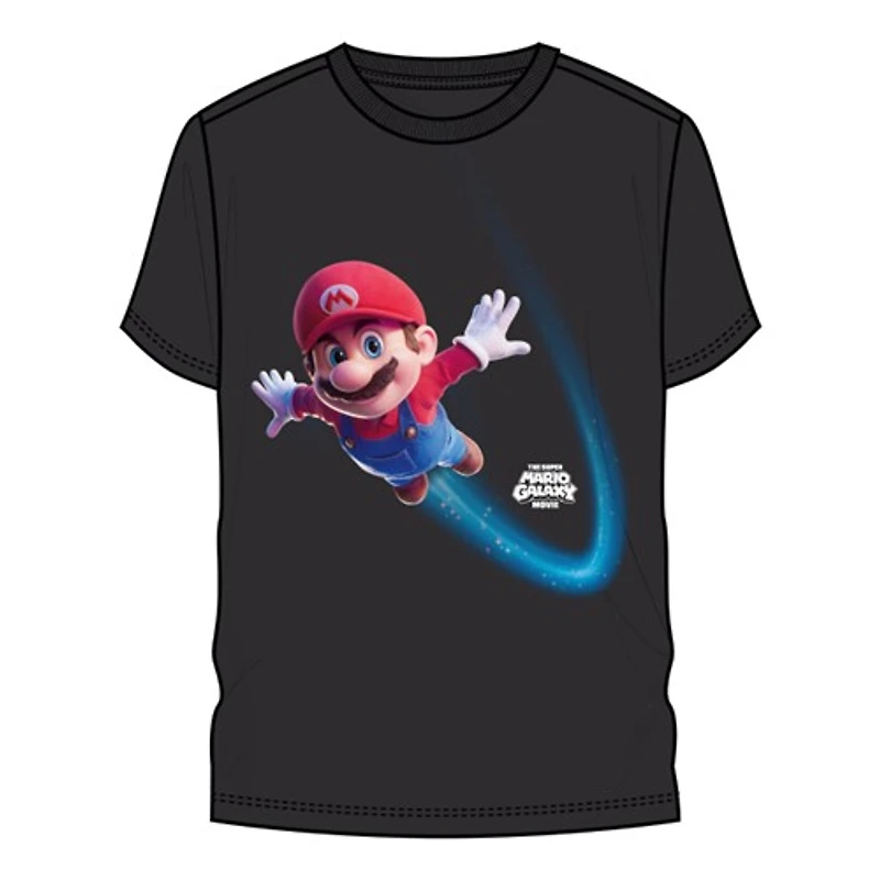 Super Mario Bros 2 Mario Flying Black T-Shirt