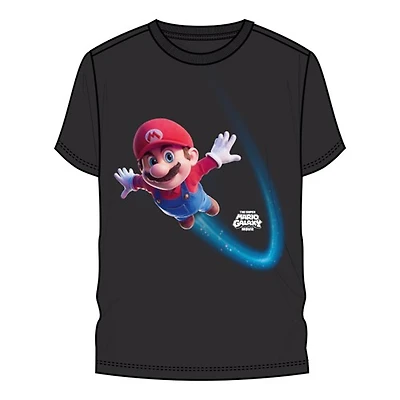 Super Mario Bros 2 Mario Flying Black T-Shirt