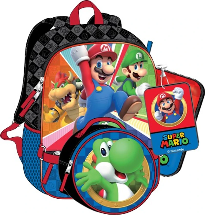 Ensemble de sac à dos Super Mario Bros pour enfants (5 pièces)