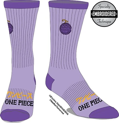 One Piece Embroidered Purple Devil Fruit Socks