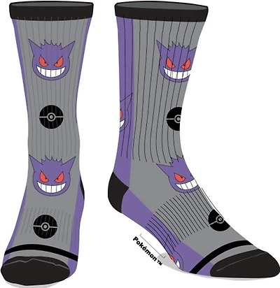 Pokemon Gengar Grey and Purple Socks
