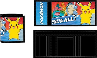 Portefeuille à trois volets Pokémon Pikachu « Attrapez-les tous »