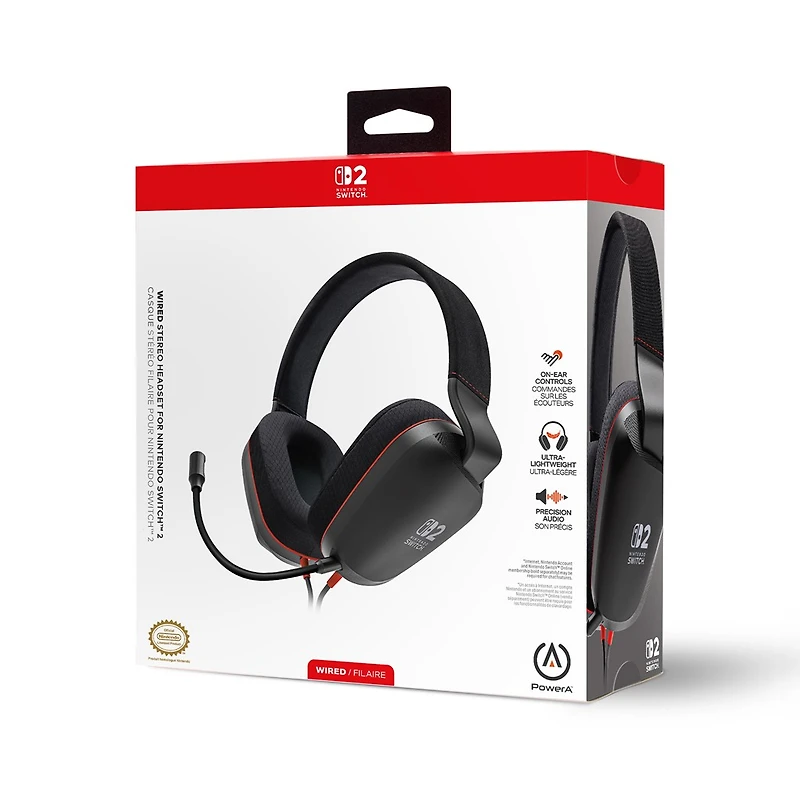 PowerA Wired Stereo Headset for Nintendo Switch 2 - Black