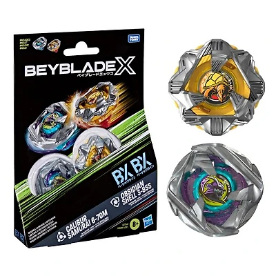 Beyblade X Calibur Samurai 6-70M BX & Obsidian Shell 3-85S BX Dual Pack Set