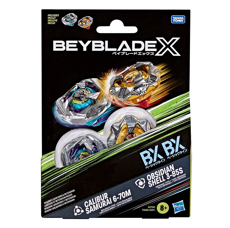 Beyblade X Calibur Samurai 6-70M BX & Obsidian Shell 3-85S BX Dual Pack Set
