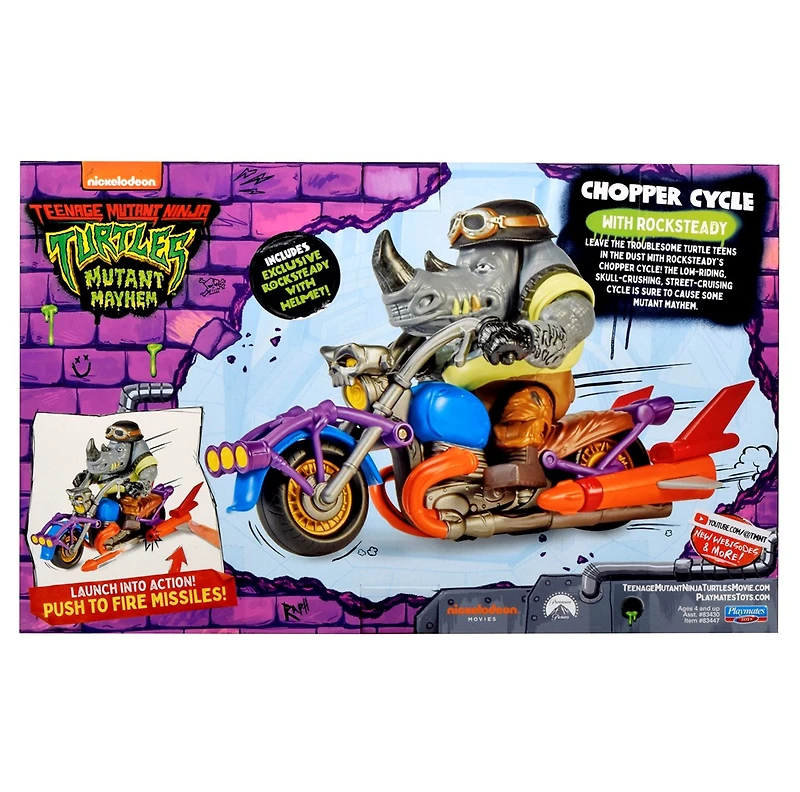 Teenage Mutant Ninja Turtles Chopper Cycle With Rocksteady
