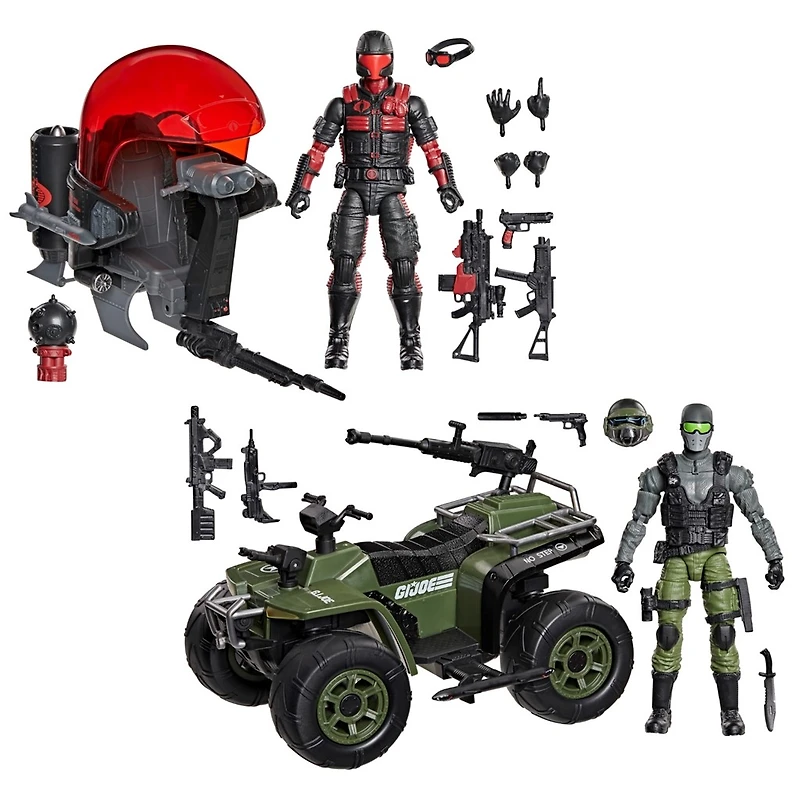 G.I. Joe Classified Series #218, Snake Eyes & Varmint ATV Vs. Stealth Viper & Cobra Stealth Flight Pod (Trubble Bubble)