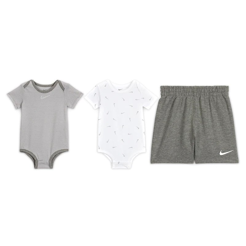 Nike Essentials Baby (0-9M) 3-Piece Striped Swooshfetti Set