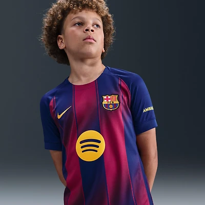 FC Barcelona 2025/26 Stadium Home Big Kids' Nike Dri-FIT Soccer Replica Jersey
