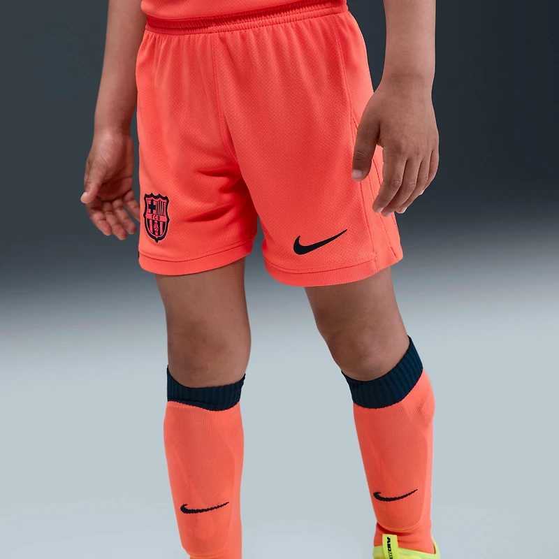 FC Barcelona 2025/26 Stadium Third Little Kids' Nike Dri-FIT Total 90 Soccer 3-Piece Kit