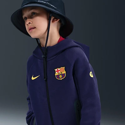 FC Barcelona Tech Big Kids' (Boys') Nike Soccer Fleece Full-Zip Hoodie