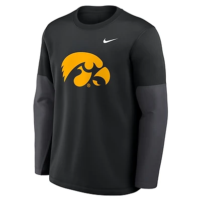 Iowa Sideline Coach Men's Nike Therma-FIT College Long-Sleeve T-Shirt