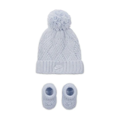 Nike Baby (0-9M) Cable Knit Hat and Booties Set